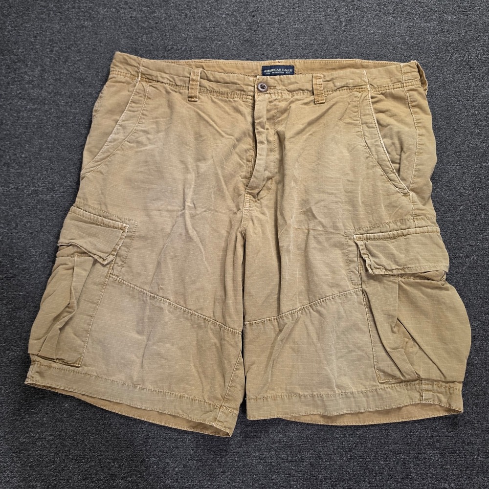 VTG American Eagle Cargo Shorts Mens 38 Tan Ripstop Classic Utility Outdoor Y2k